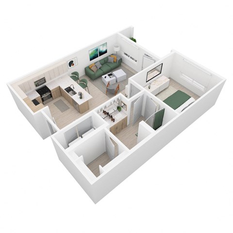 1 Bed - 1 Bath |Up to 740 sq.ft. A1